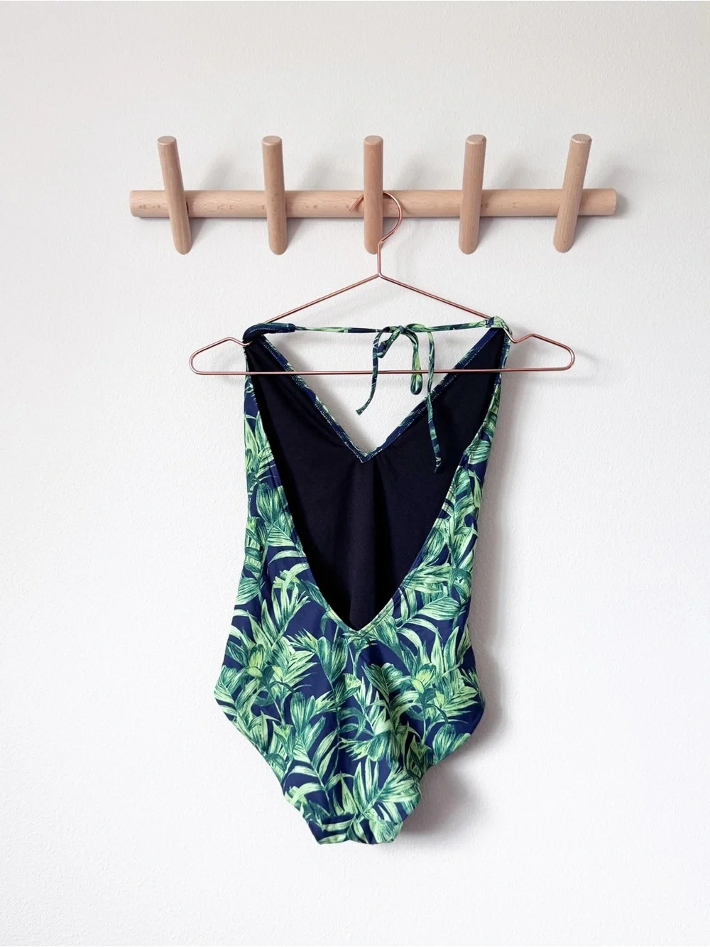 Onia Nina Green Leaf Print Halter One-Piece Swimsuit